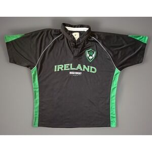 Croker Ireland Irish Rugby Tournament Short Sleeve Jersey Black Green XXL JBHS